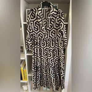 Zara dress, Small, black and tan, midi